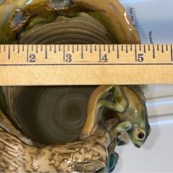 Shiwan Style Blue Glaze Majolica Large Vase w Bird Motif 11”High - Picture 7 of 11